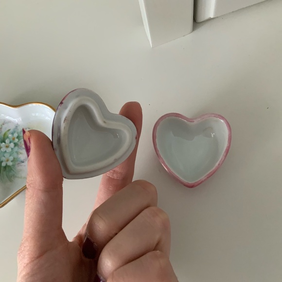 Vintage Ceramic Small Petite Trinket Dishes Heart Round Pink White Home accents - Picture 4 of 14
